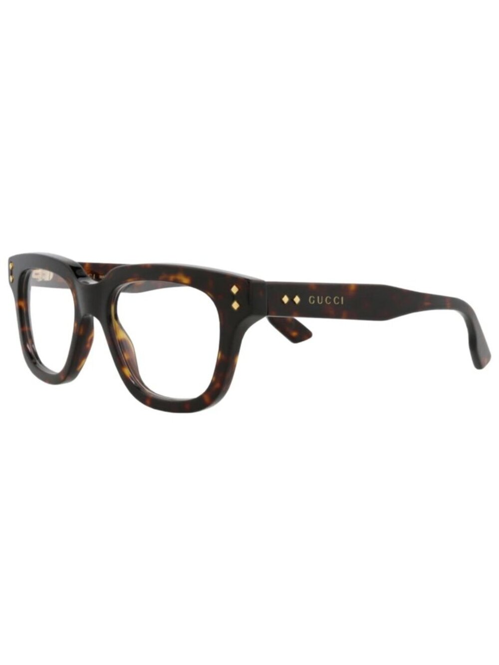 New Gucci Women's Eyeglasses Square Rectangle Acetate Frame Mens Havana Havana